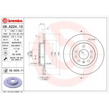 Тормозной диск BREMBO 08.A224.10