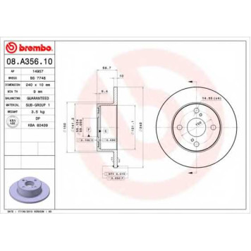 Тормозной диск BREMBO 08.A356.10