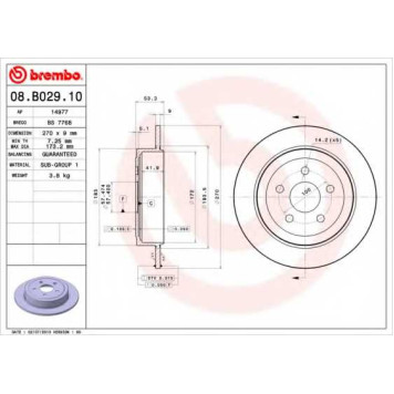 Тормозной диск BREMBO 08.B029.10
