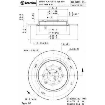 Тормозной диск BREMBO 08.B310.10