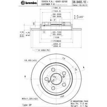 Тормозной диск BREMBO 08.B493.10