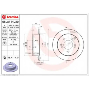 Тормозной диск BREMBO 08.A114.21