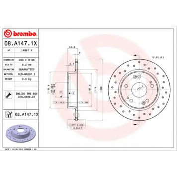 Тормозной диск BREMBO 08.A147.1X