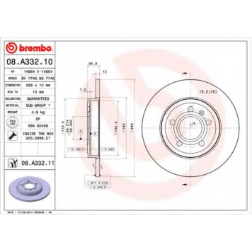 Тормозной диск BREMBO 08.A332.11