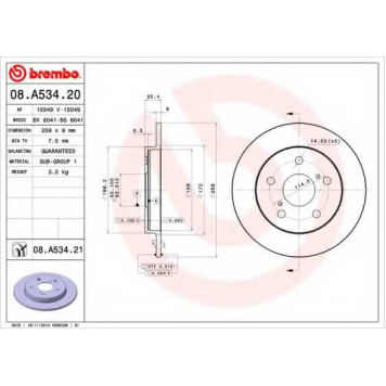 Тормозной диск BREMBO 08.A534.21