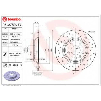 Тормозной диск BREMBO 08.A759.1X