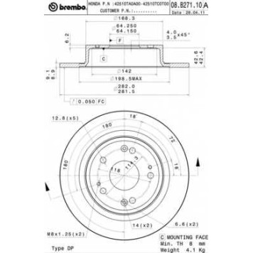Тормозной диск BREMBO 08.B271.11