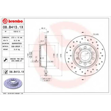 Тормозной диск BREMBO 08.B413.1X