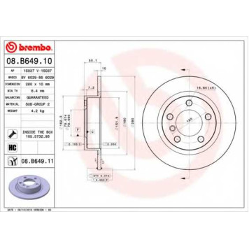 Тормозной диск BREMBO 08.B649.11