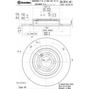 Тормозной диск BREMBO 08.B741.41