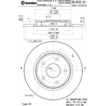 Тормозной диск BREMBO 08.N123.11