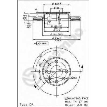 Тормозной диск BREMBO 09.3090.11