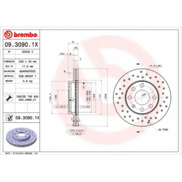 Тормозной диск BREMBO 09.3090.1X