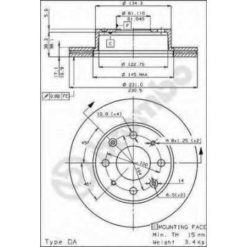 Тормозной диск BREMBO 09.3102.10