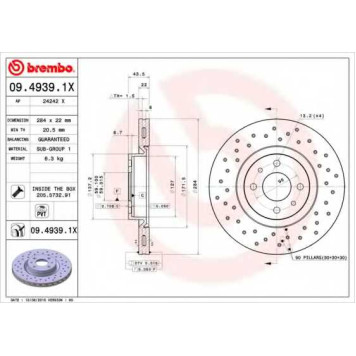 Тормозной диск BREMBO 09.4939.1X