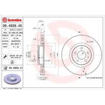 Тормозной диск BREMBO 09.4939.40