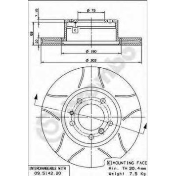 Тормозной диск BREMBO 09.5142.76