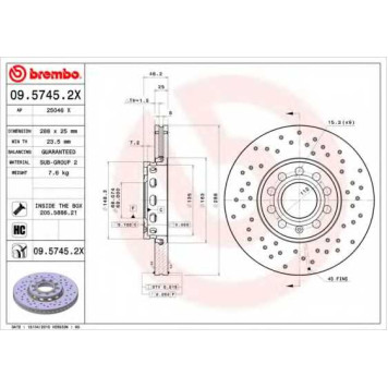 Тормозной диск BREMBO 09.5745.2X