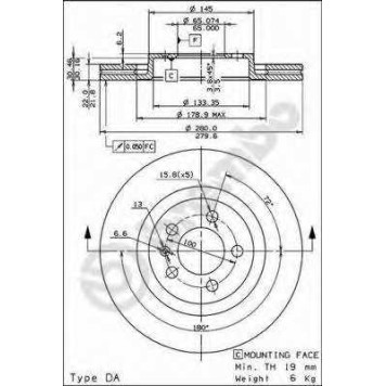 Тормозной диск BREMBO 09.7012.11