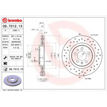 Тормозной диск BREMBO 09.7012.1X