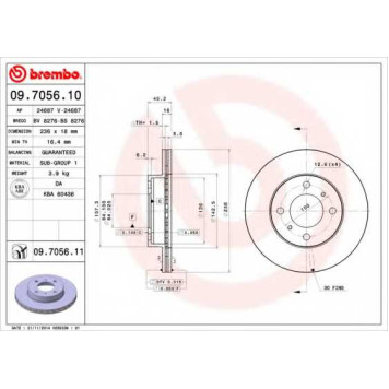 Тормозной диск BREMBO 09.7056.11
