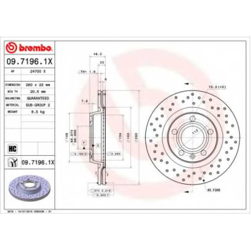 Тормозной диск BREMBO 09.7196.1X