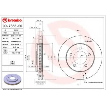 Тормозной диск BREMBO 09.7653.20