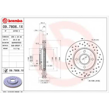 Тормозной диск BREMBO 09.7806.1X
