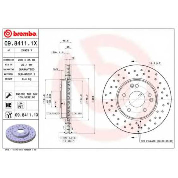 Тормозной диск BREMBO 09.8411.1X