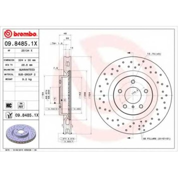 Тормозной диск BREMBO 09.8485.1X