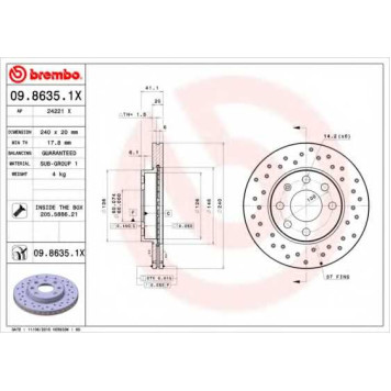 Тормозной диск BREMBO 09.8635.1X
