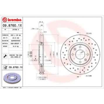 Тормозной диск BREMBO 09.8760.1X