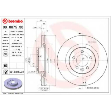 Тормозной диск BREMBO 09.8875.31