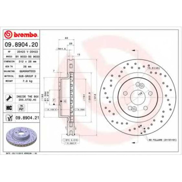 Тормозной диск BREMBO 09.8904.21