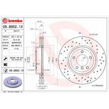 Тормозной диск BREMBO 09.8952.1X