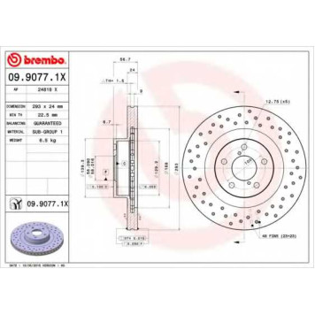 Тормозной диск BREMBO 09.9077.1X