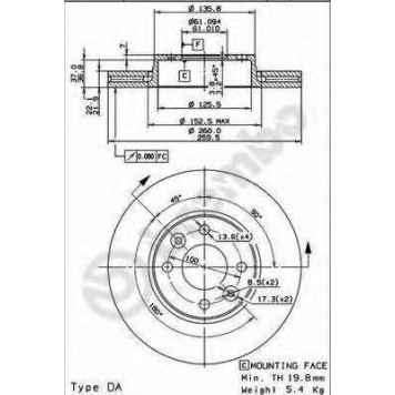 Тормозной диск BREMBO 09.9078.11