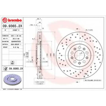 Тормозной диск BREMBO 09.9365.2X