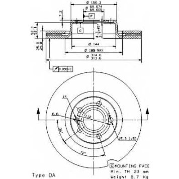 Тормозной диск BREMBO 09.9540.11