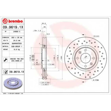 Тормозной диск BREMBO 09.9619.1X