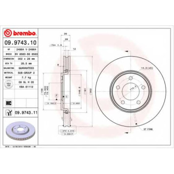 Тормозной диск BREMBO 09.9743.11