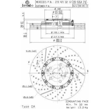 Тормозной диск BREMBO 09.9764.23