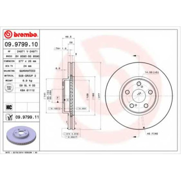 Тормозной диск BREMBO 09.9799.11