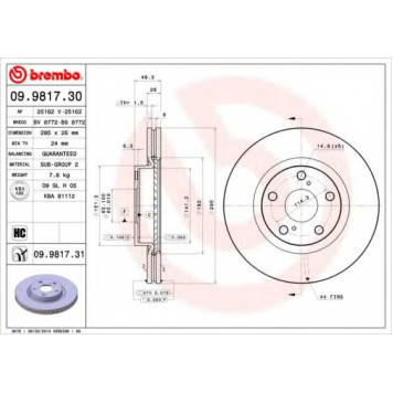 Тормозной диск BREMBO 09.9817.31
