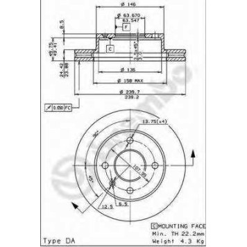 Тормозной диск BREMBO 09.4914.34