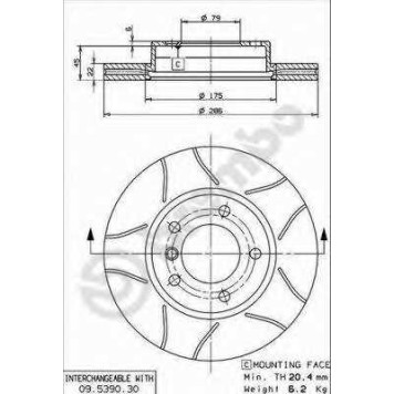 Тормозной диск BREMBO 09.5390.77