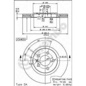 Тормозной диск BREMBO 09.5570.10