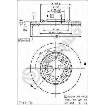 Тормозной диск BREMBO 09.5587.10