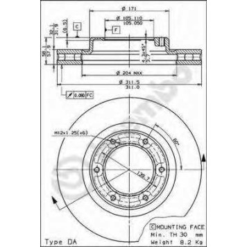 Тормозной диск BREMBO 09.5914.10