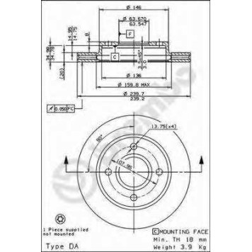 Тормозной диск BREMBO 09.6727.34